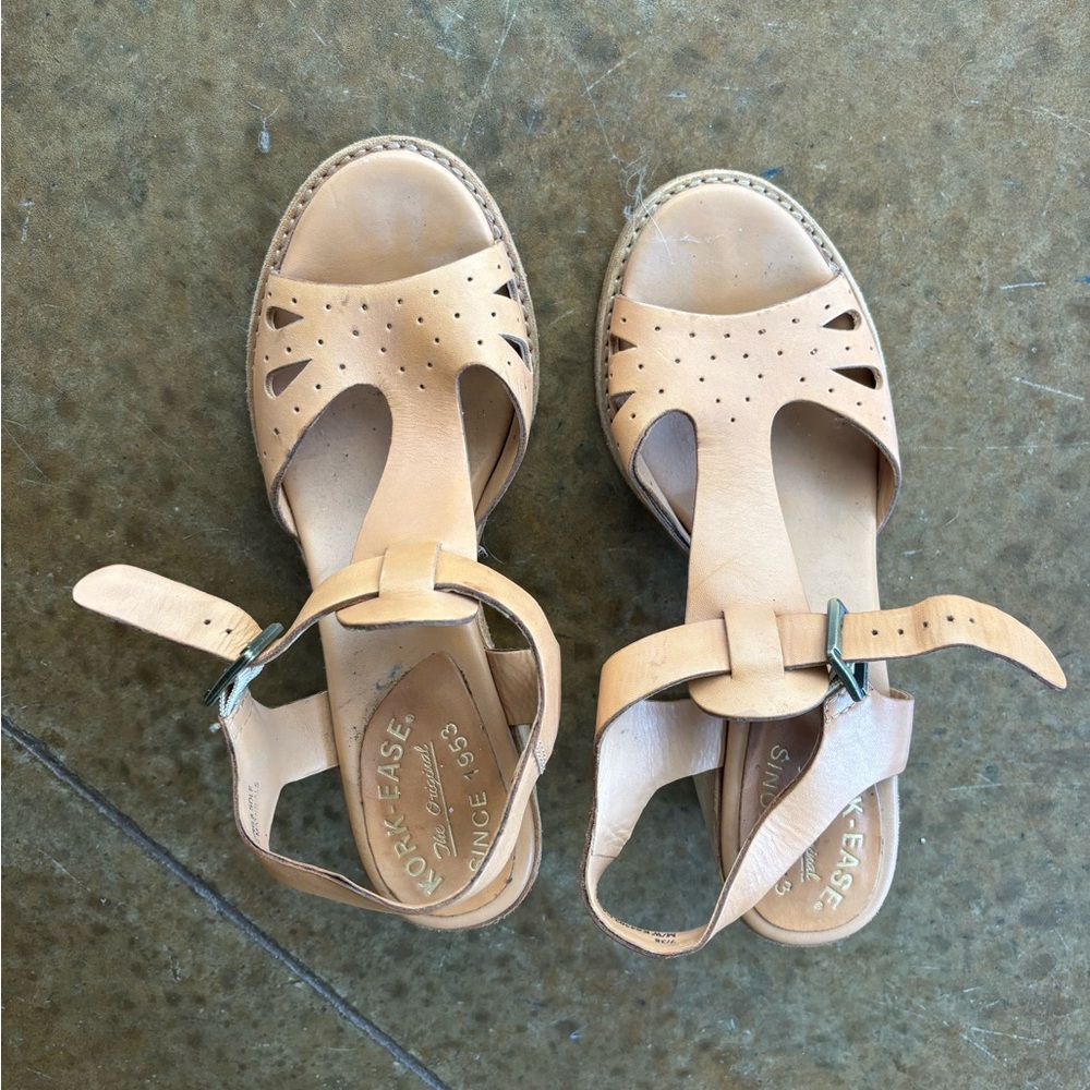 Kork-Ease Tan Leather T-Strap Sandals